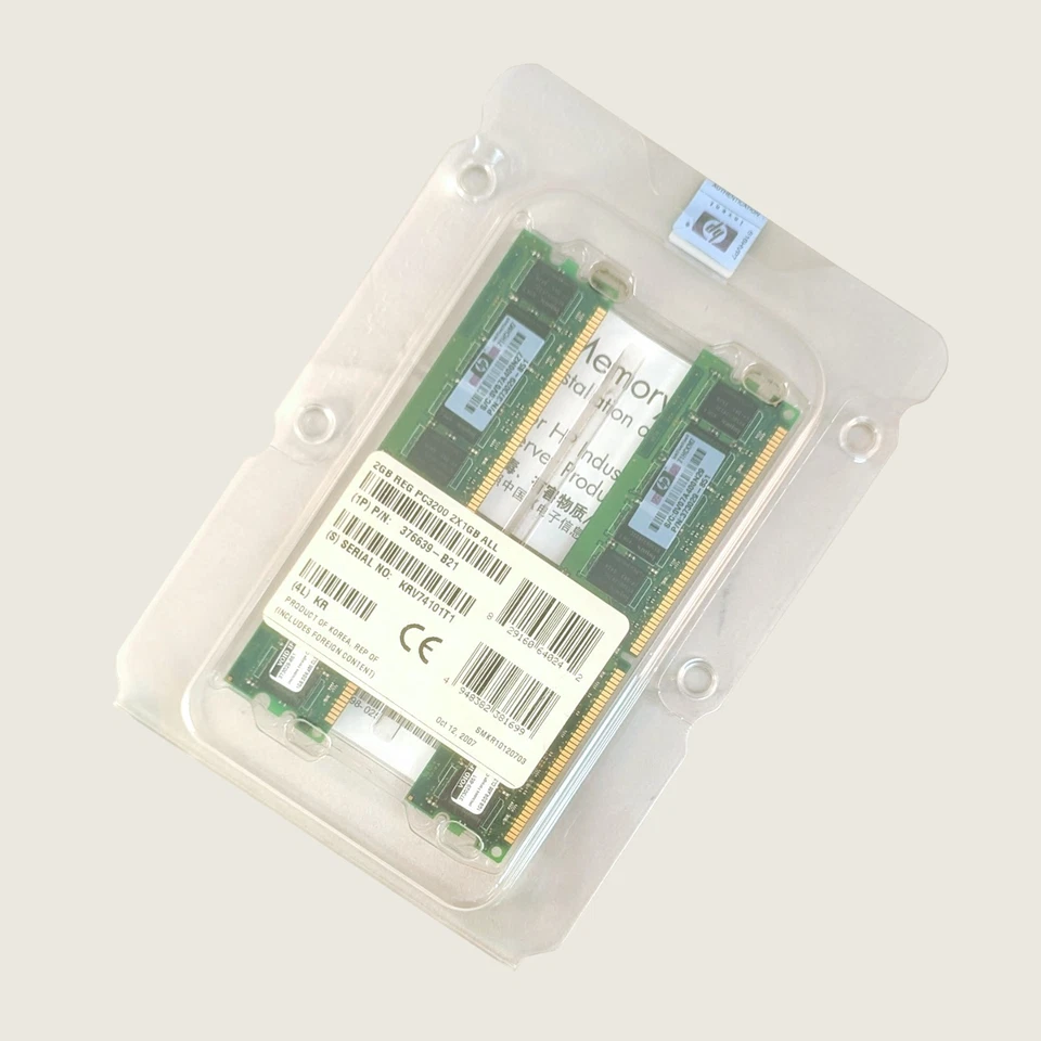 2GB (2x1GB) PC3200 SDRAM KIT MEMORY FOR HP PROLIANT HP 376639-B21- NEW RETAIL - Image 1 of 4