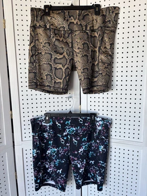 Lote/2 3X Pantalones Cortos de Bicicleta Atléticos Trabajo Floral/Serpiente Estampado Poliéster Spandex Foto 1 de 4