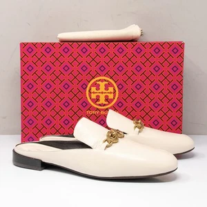 Mocasines Tory Burch Jessa Backless Cabeza de Caballo Hebilla Cuero Crema, Talla 9 - Imagen 1 de 8