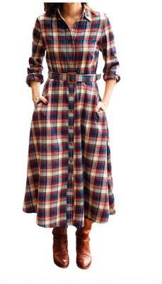 Kiel James Patrick Flannel Dress - 100% Cotton - Apple Cinnamon - Maxi Dress - Image 1 of 4