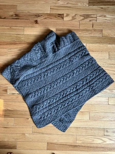 Aran Woolen Mills grau Merinowolle Irish Cape Poncho Fischer Strick One Size - Bild 1 von 7
