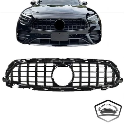 光泽黑色 GT R 格栅带相机孔适用于梅赛德斯奔驰 W213 E-CLASS 2020-2023 — 第 1/4 张图片