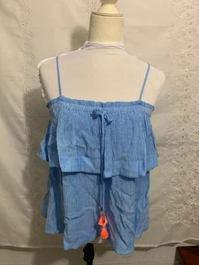 Lilly Pulitzer ärmelloses blaues Trägertop mit Quasten vorne Größe M gebraucht, in einwandfreiem Zustand - Bild 1 von 5