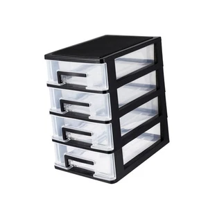 Plastic Drawers - 4 Layer Small Desktop Organizer with Transparent Drawers fo... - Picture 1 of 9