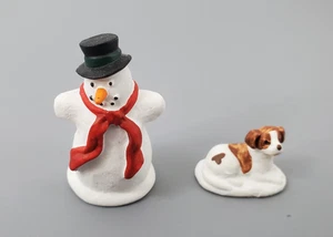 DEPT 56 Village Animated Skating Pond Ersatz Schneemann und Hund - Bild 1 von 5