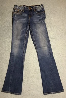 True Religion Jeans Girls Joey Size 14 Blue Distressed Flared VG Condition - Image 1 of 4