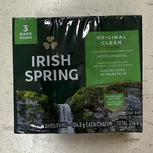 Irish Spring Bar Soap Original Clean 3 Bar Pack 12 Hour Fresh NEW Sealed - Picture 1 of 5
