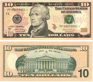 2017 A USA 10 Dollar Banknote Mnuchin UNC P545B F Atlanta GA Star - REPLACEMENT - Picture 1 of 1