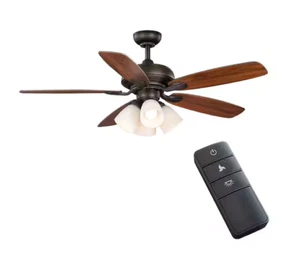 Hampton Bay Hollis 52 in. Indoor LED Bronze Ceiling Fan w/ Light Kit and Remote - Picture 1 of 6