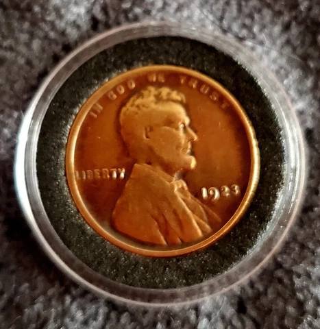 1923 Wheat Penny No Mint Mark Error: "In God We Trust" Under Rim Cover
