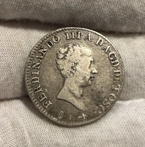 1822 ITALY ITALIAN STATES TUSCANY LIRA SILVER - FREE SHIPPING! B2592 - Picture 1 of 2
