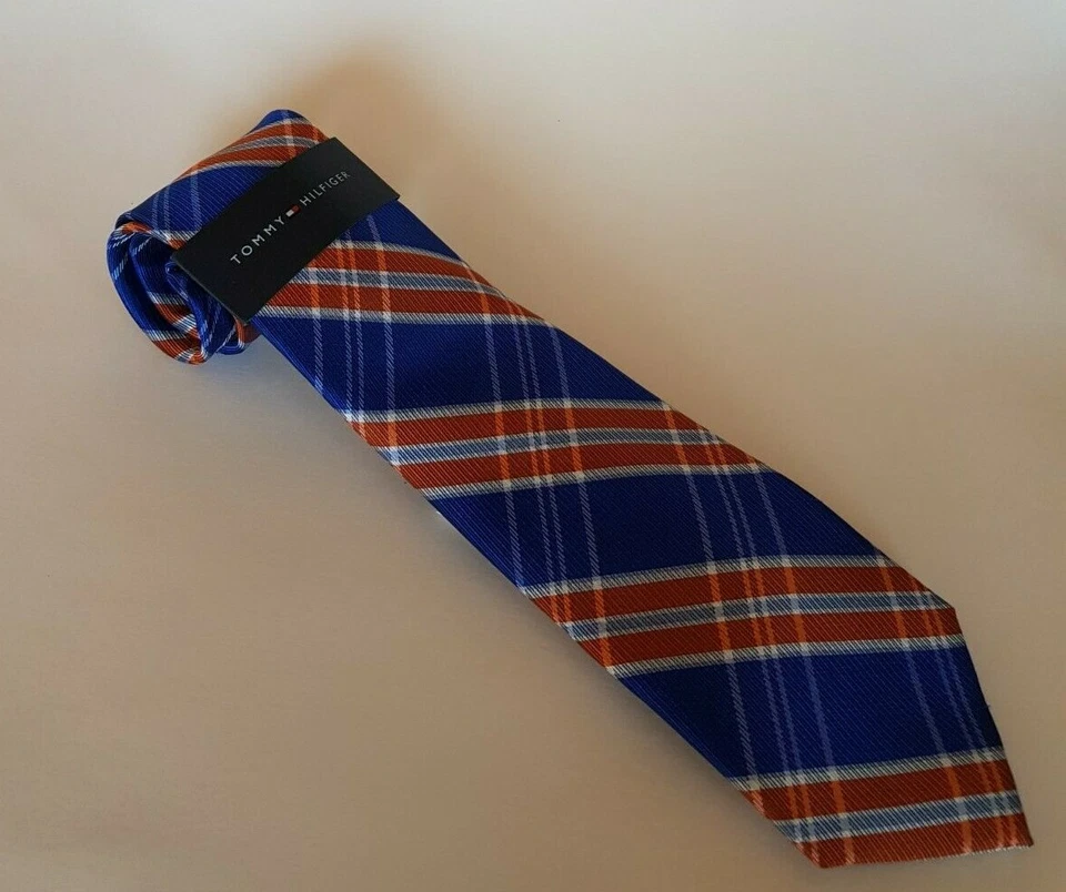 Tommy Hilfiger Men's Neck Tie Blue Flat Iron Striped SKINNY Slim Silk 399