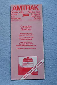 Canadian Services - Amtrak Timetable - October, 1985 - Picture 1 of 2