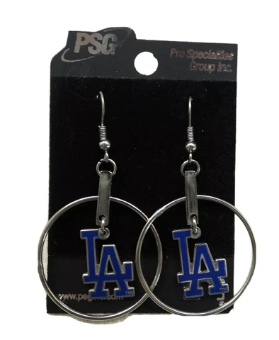 Authentic Los Angeles LA Dodgers Silver Dangle Hoop Earrings MLB LicensedProduct Cover