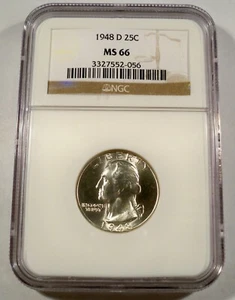 1948-D NGC MS66 WASHINGTON QUARTER 25c SILVER MS 66 - Picture 1 of 4