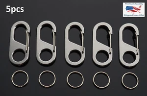 5pc Stainless Steel Carabiner Key Chain Clip Snap Hook Quickdraw Keyring Silver - Picture 1 of 8
