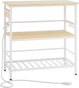 Kitchen Island with Storage, Bakers Rack with Power Outlet,Microwave Stand with - Picture 1 of 7