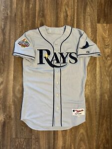 Tampa Bay Rays 2008 World Series Patch Majestic Gray Baseball MLB Jersey Size 40
