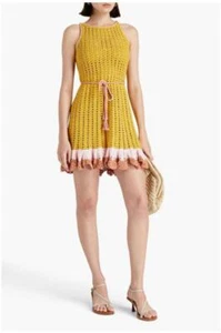 Vestido Zimmermann Nuevo con Etiquetas Laurel Crochet Mini Cinturón Talla 0 (Au 8 / US 4) Amarillo - Imagen 1 de 10