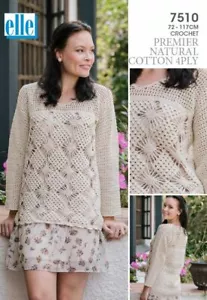 Elle - Crochet Pullover Cardigan Crochet Pattern 7510 - Picture 1 of 3