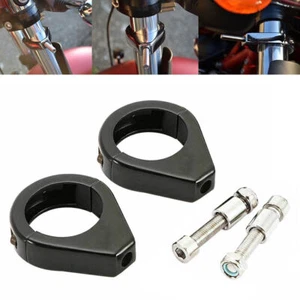 Aluminum Black Turn Signal Light Clamps Mount Bracket For Harley 41mm Fork AI - Picture 1 of 6