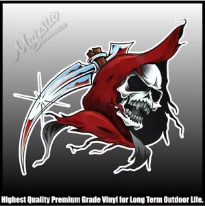 RED HOODED SKULL - 160mm x 145mm - DECAL / STICKER - Bild 1 von 1