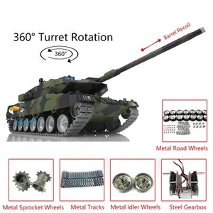 Henglong Leopard2A6 1/16 7.0 RC Tank 3889 Barrel Recoil 360°Turret Metal Tracks - Picture 1 of 12