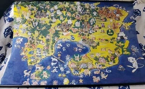 rare 1990s Pokemon Red/Blue Store Display Release Tapestry W 151 And Kanto Map - Bild 1 von 8