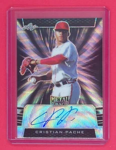 2019 Leaf Metal Draft Cristian Pache 4/7 Autographed Black Wave #BACP1 Braves - Picture 1 of 2