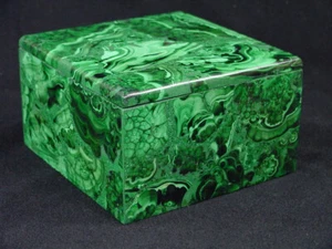 ABER handgeschnitzter echter Zaire Malachit Schmuck Versteck Ring Box 9395E abe - Bild 1 von 6