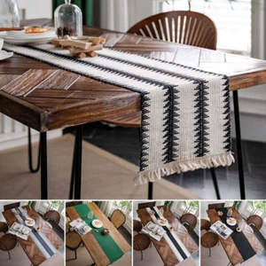Table Runner Placemat Weave Tassel Ethnic Dining Tablecloth Decor - Picture 1 of 82
