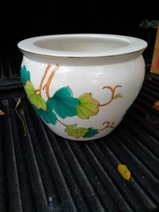 Maceta de porcelana china vintage con motivo de hiedra hoja - Imagen 1 de 7