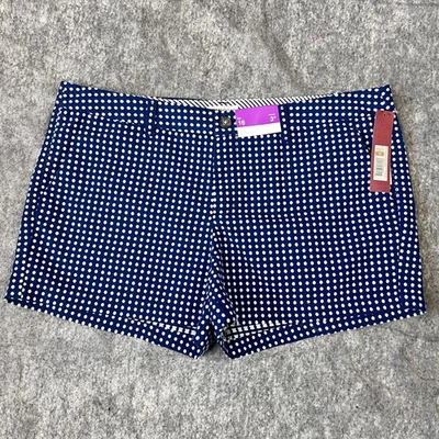 Pantalones cortos chinos Merona para mujer azul blanco a lunares talla 16 mezcla de algodón entrepierna de 3” Foto 1 de 4
