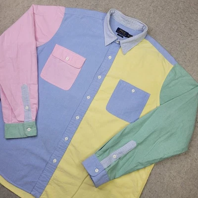 Polo Ralph Lauren Para hombres Amarillo Multi Calce Clásico Bloques de Color Oxford Divertida Camisa Med Foto 1 de 4