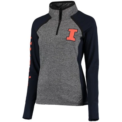 Women's Gray/Navy Illinois Fighting Illini Finalist Quarter-Zip Pullover Jacket - Image 1 of 3