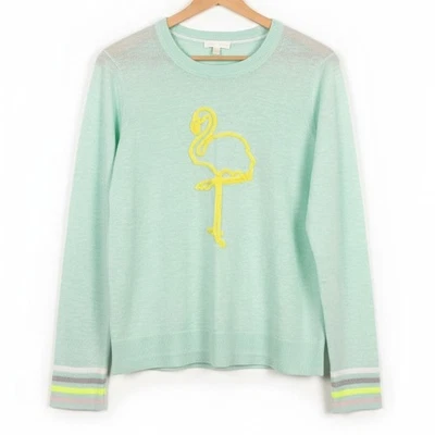 Lisa Todd женщин L льняной прибрежный опрятный тропический курортная одежда фламинго вязаный свитер - Изображение 1 из 4