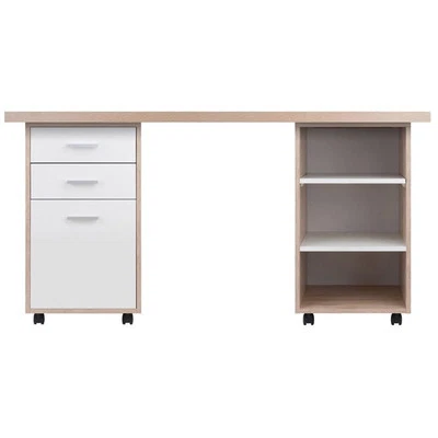 Escrivaninha Winsome Kenner 3 peças madeira maciça em madeira reclimada/branco - Imagem 1 de 4