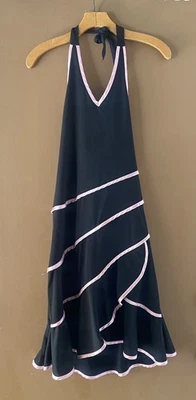 VTG Y2K Limited Too Dress Black Pink Maxi Halter Ruffle Whimsigoth S - Imagem 1 de 4