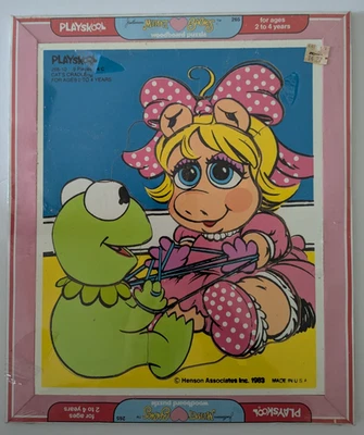 De colección 1983 Muppet Babies Miss Piggy & Kermit 9 piezas Bandeja de madera Rompecabezas PLAYSKOOL Foto 1 de 4
