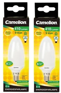 2 x Bombilla Bajo Consumo Mini Vela - C - 9W - E14 - 410lm - 2700K - Imagen 1 de 1