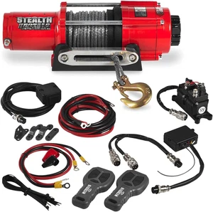 Argano 4500Lb, Argano Elettrico 12 Volt con 2 Telecomandi Wireless e Corda Sintetica - Foto 1 di 9