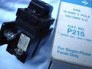 P215 PUSHMATIC 2 polos 15 A BREAKER - stock antiguo - Imagen 1 de 4