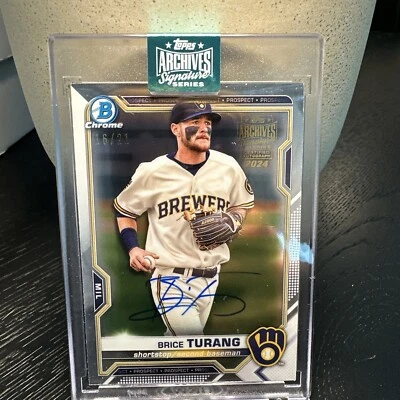 2024 Topps Archives Signature Series Chrome Brice Turang Prospect Auto /21 🔥🔥 - Image 1 of 4