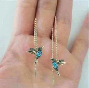 Fashion bird Drop Earrings Women 18k Yellow Gold Plated Jewelry Gift A Pair/set - Picture 1 of 5
