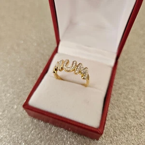 Moissanite 'Mum' ring in 18k gold over  Sterling silver - Picture 1 of 4