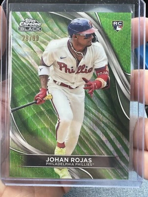 2024 Topps Chrome Black Johan Rojas Rookie RC Green Wave Refractor /99 Phillies - Image 1 of 3