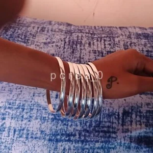 Set of 7 Bangles 925 Sterling Silver bangle Stacking Plain Bangle For Women HL24 - Picture 1 of 7