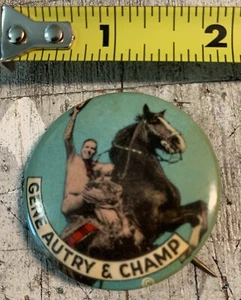 Gene Autry And Champ Pinback - Picture 1 of 2