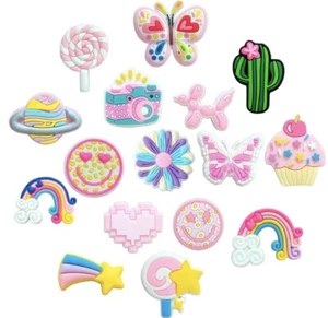 16 pcs. Women Girls Colorful Flowers Rainbow Shoe charms -(Only Charms Included) - Picture 1 of 4