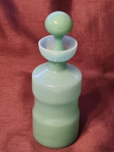 Jobling oder V.B Opalin Jadeglas Aufbewahrungsflasche/Glas 6 Zoll hoch + Stopper - Bild 1 von 12